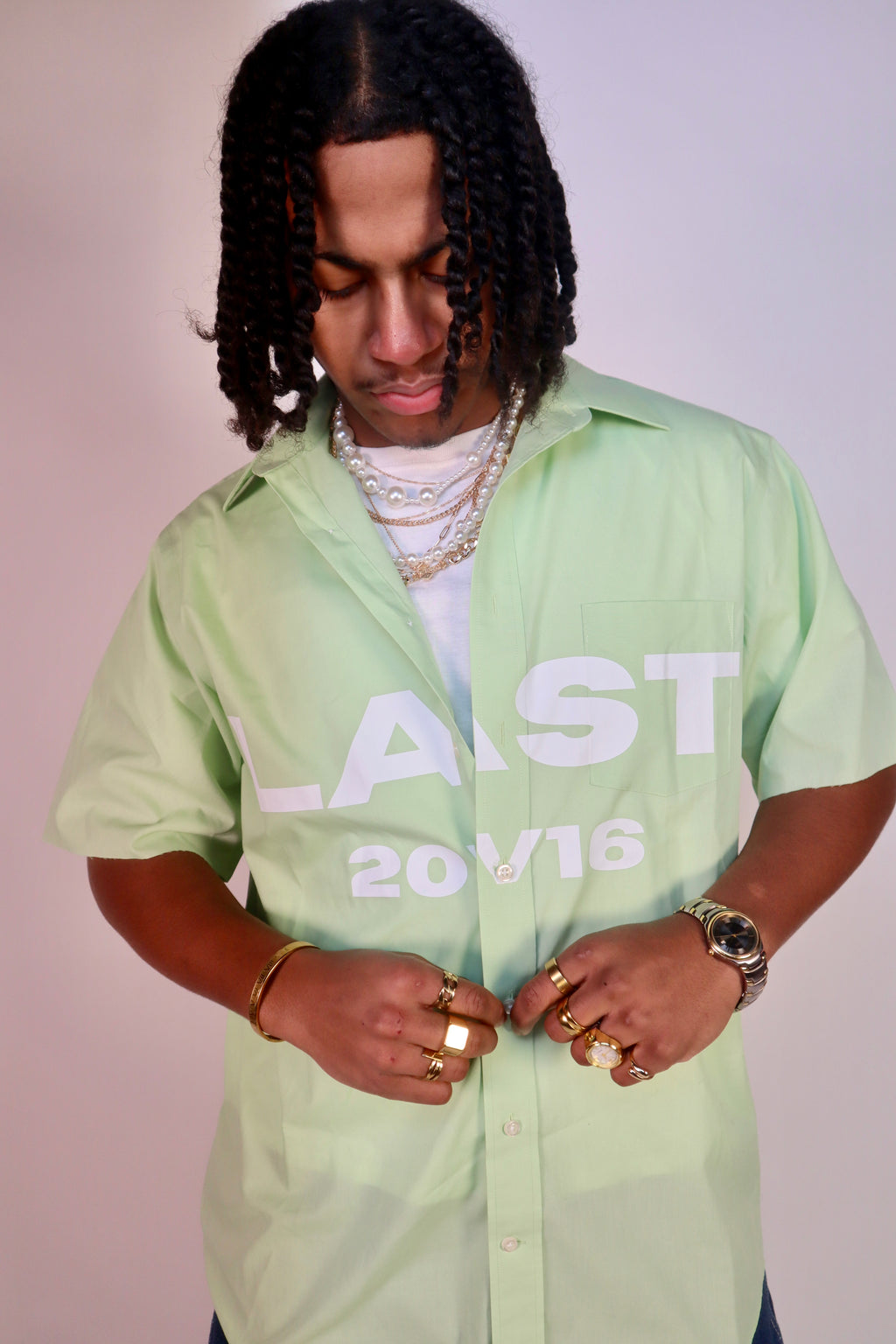 Green Cut-Off Button Down