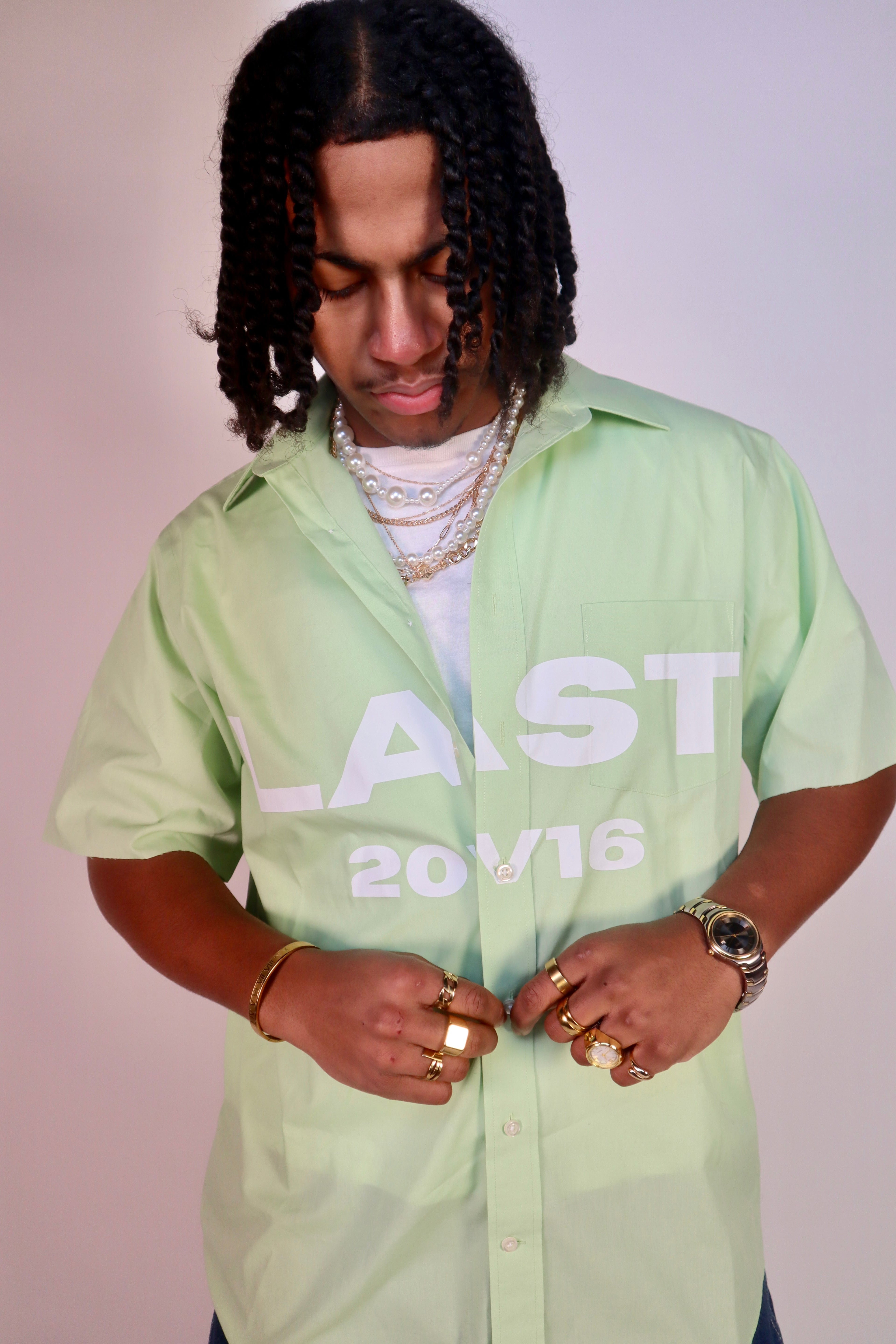 Green Cut-Off Button Down