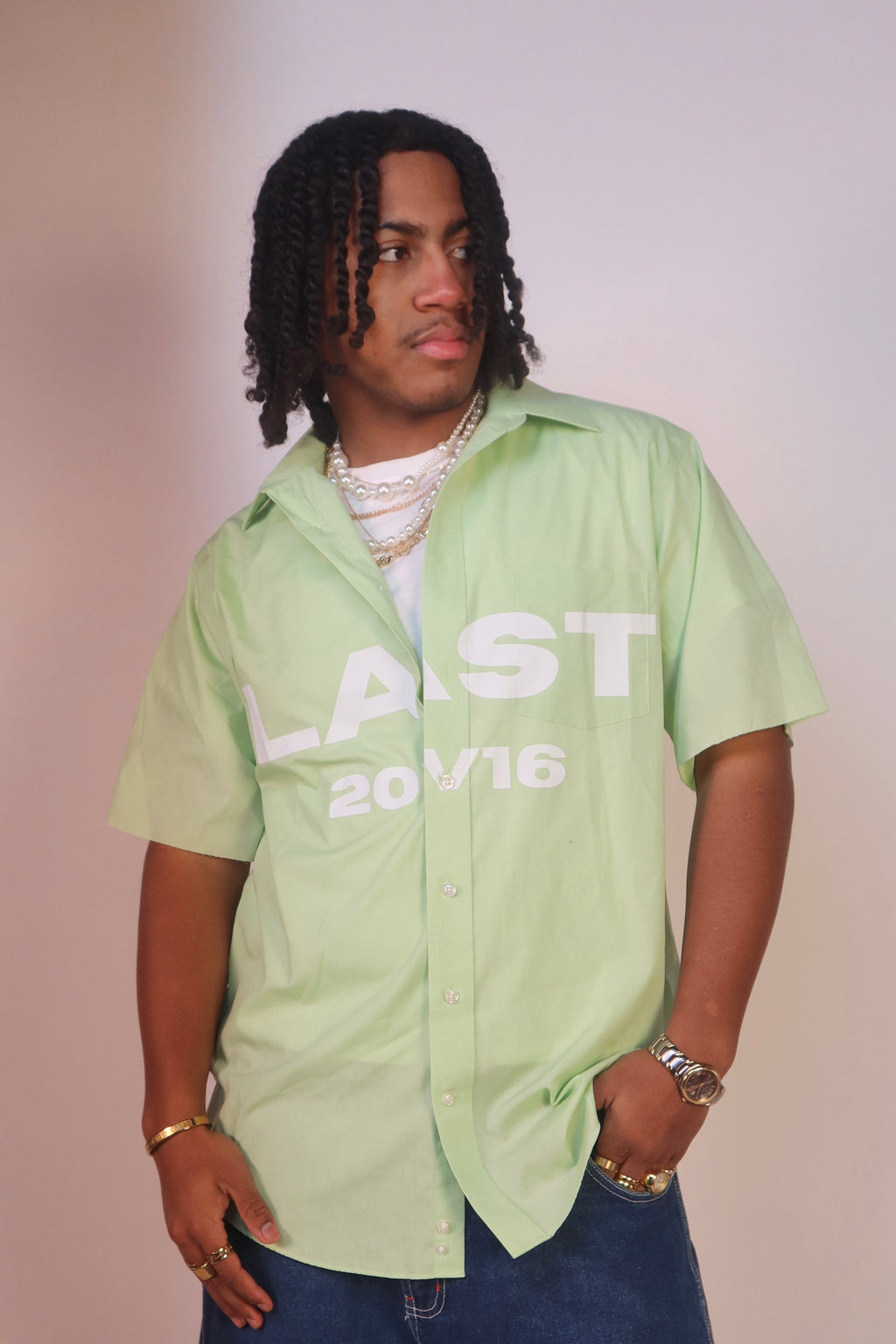 Green Cut-Off Button Down