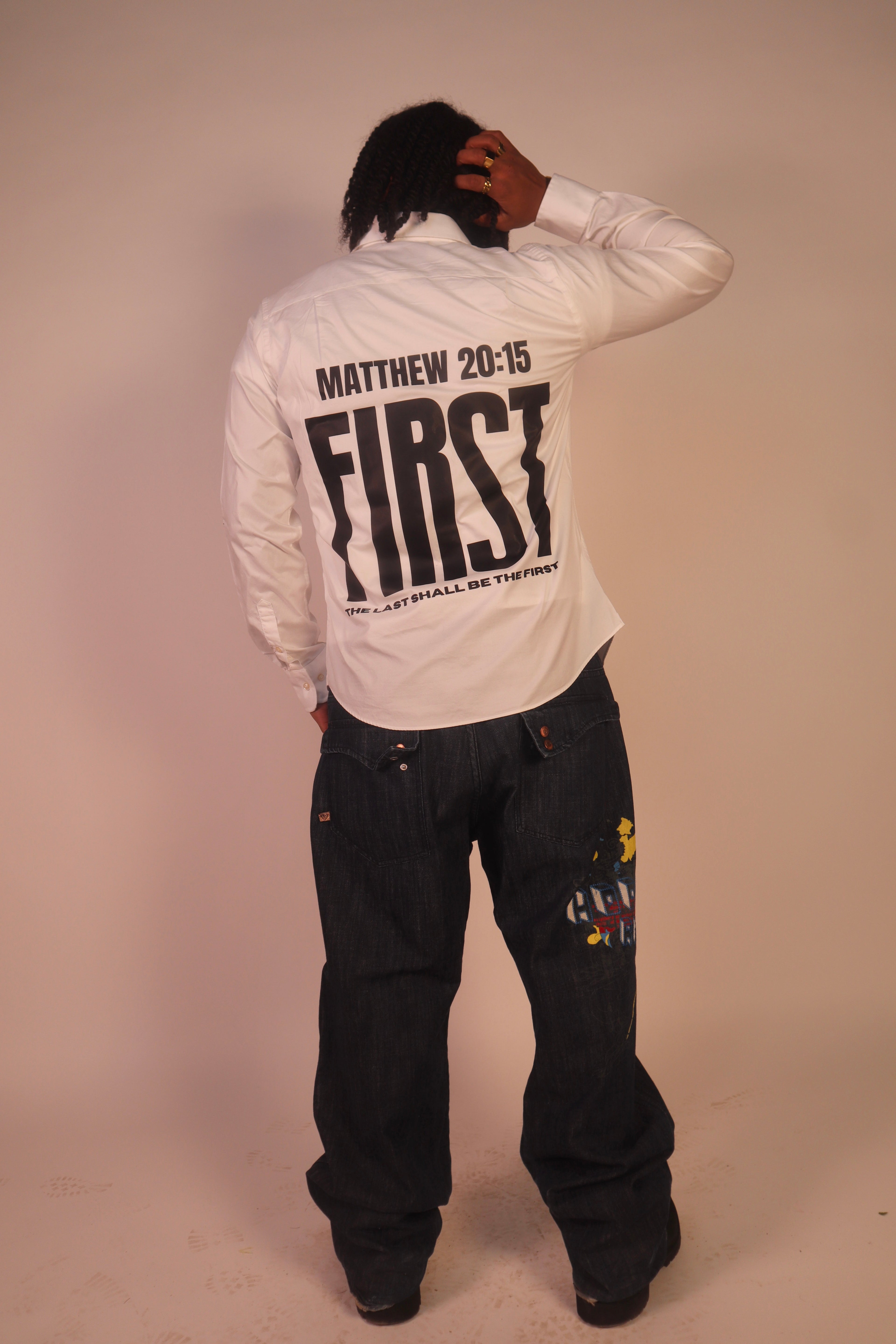 White "Last" Button Down