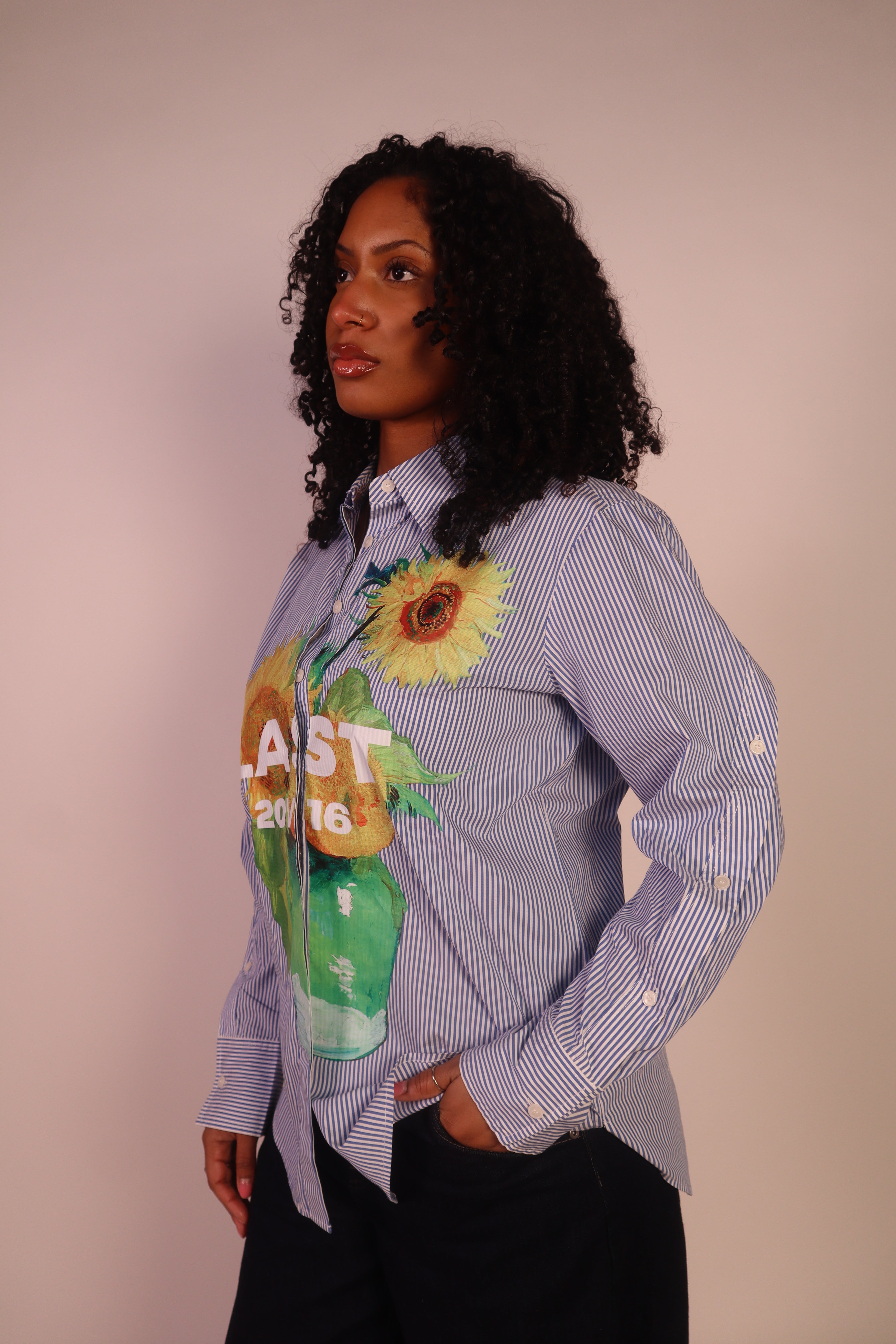 Stripped Button Up the Sleeves